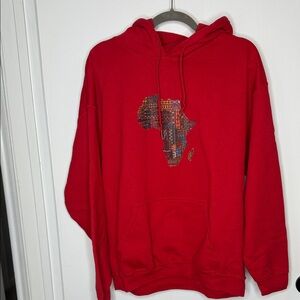 Red Hoodie with African Map Design